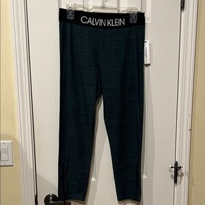Calvin Klein Dark Teal Logo Waistband Leggings